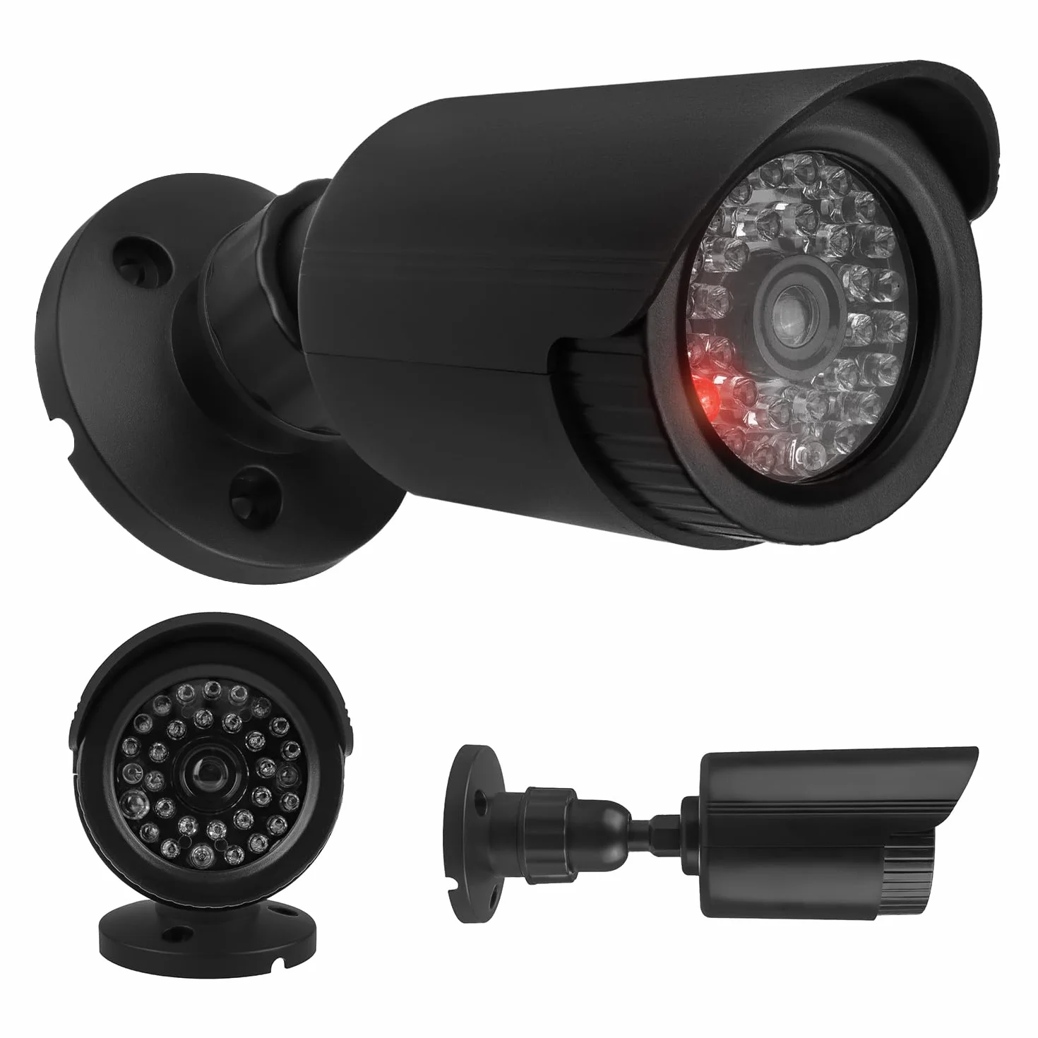 Maclean IR1800 Telecamera finta lampeggiante LED IP44 Staffa regolabile esterni interni Nero