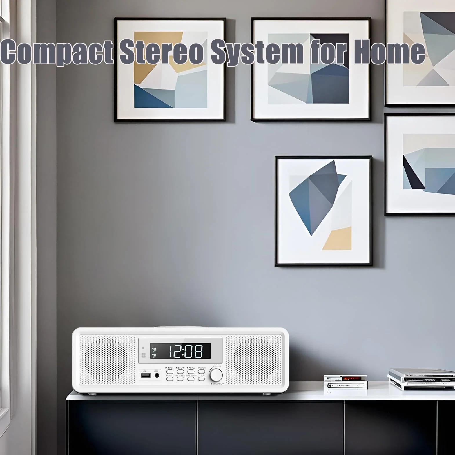 Radio Compatta con Lettore CD, Sistema Audio 20 W RMS, Bluetooth, USB, MP3, AUX, Sveglia Digitale