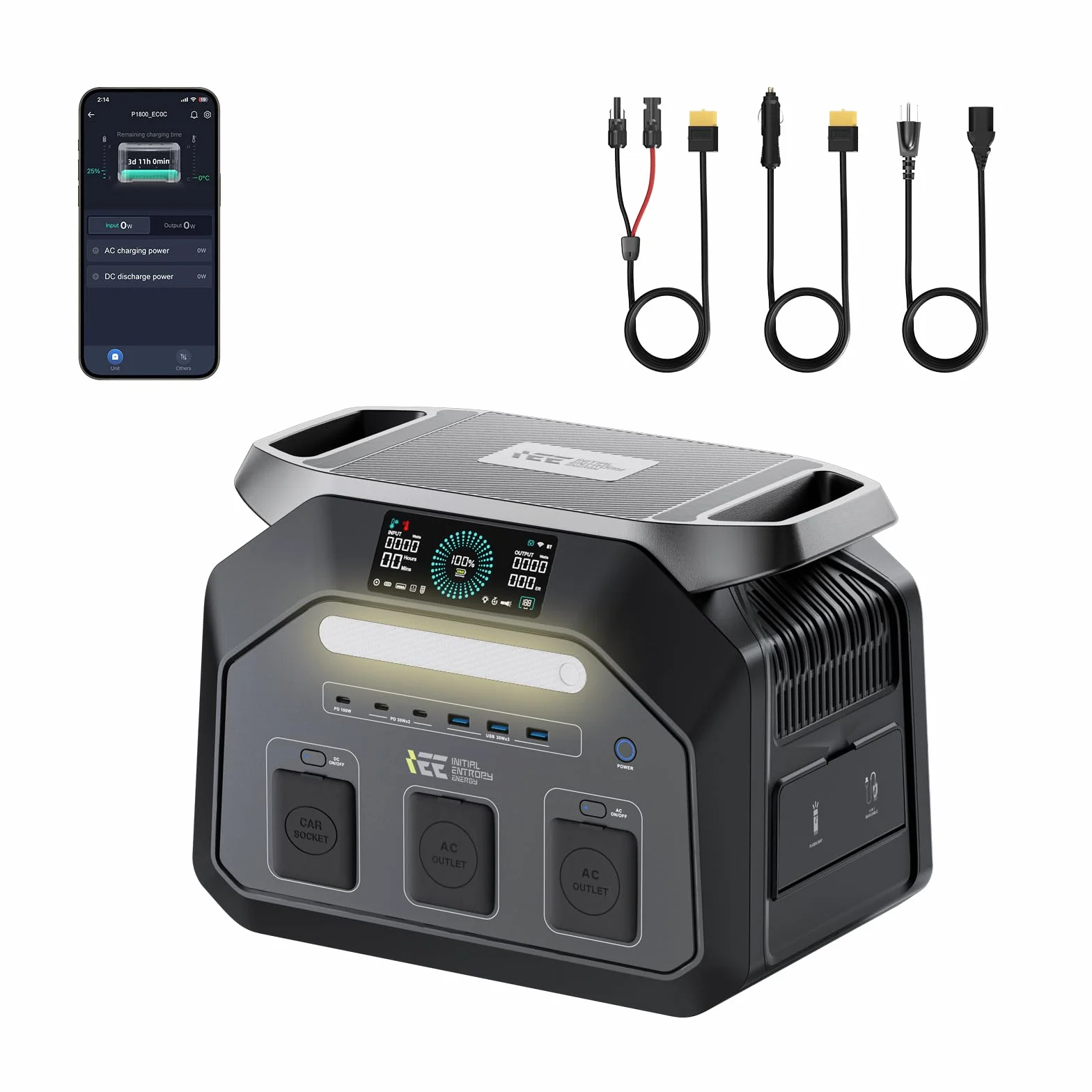 IEE 1800W Centrale Elettrica Portatile P1800, 1024Wh Generatore Solare con Batteria LiFePO4, Ricarica 0-80% in 45 min, APP, UPS, Power Station per Campeggio/Camper/Casa