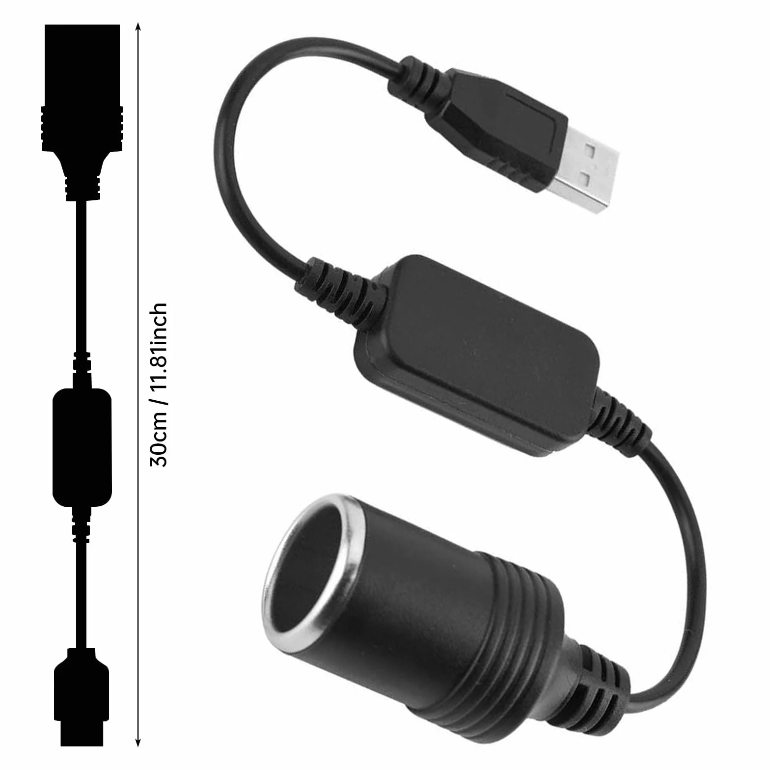 Anei Cavo convertitore da USB A maschio a presa accendisigari femmina 12 V adattatore auto per GPS Dashcam