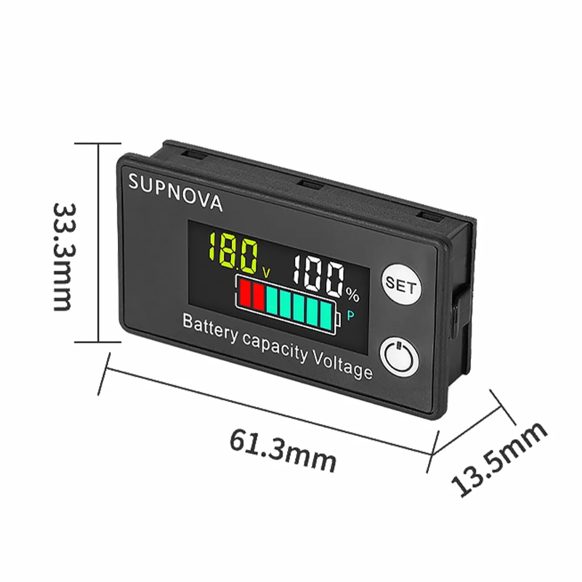 POFET Batteria Monitor 8-100V LCD Digitale Capacità Residua Tester con Cicalino Allarme e Temperatura