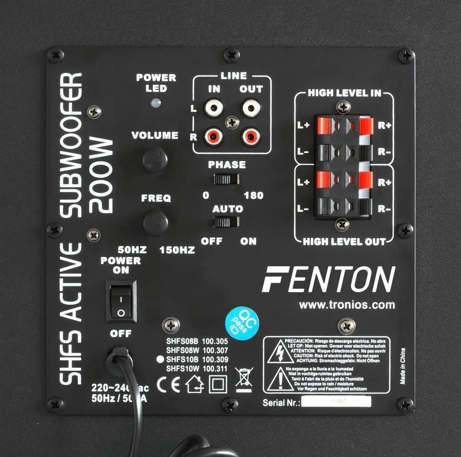Fenton SHFS08B Subwoofer attivo Home Cinema 8 pollici 200 Watt Bass Box
