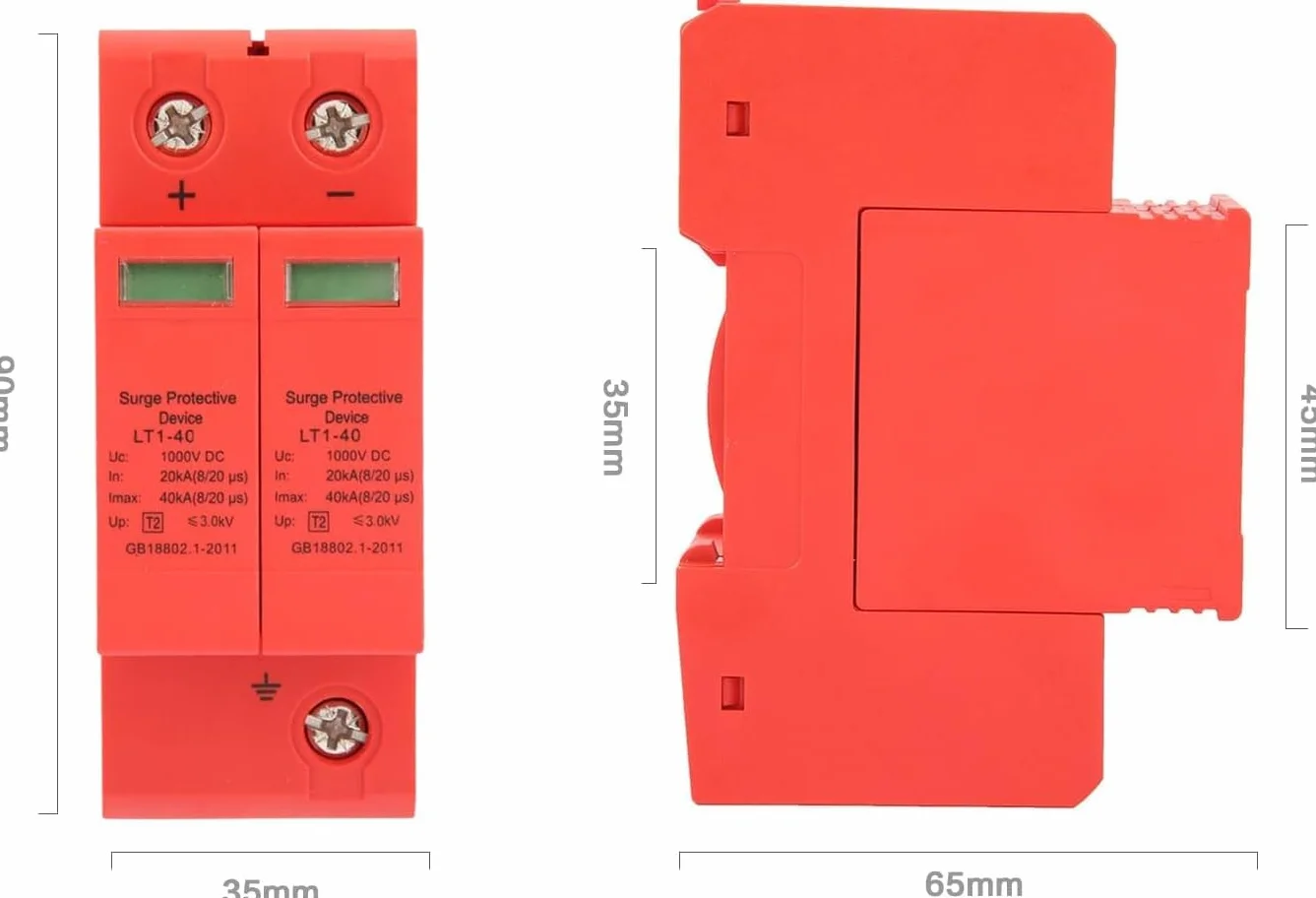 DEWIN Scaricatore di Sovratensione DC 1000V 2P 20KA~40KA Dispositivo di Protezione Contro Le Sovratensioni