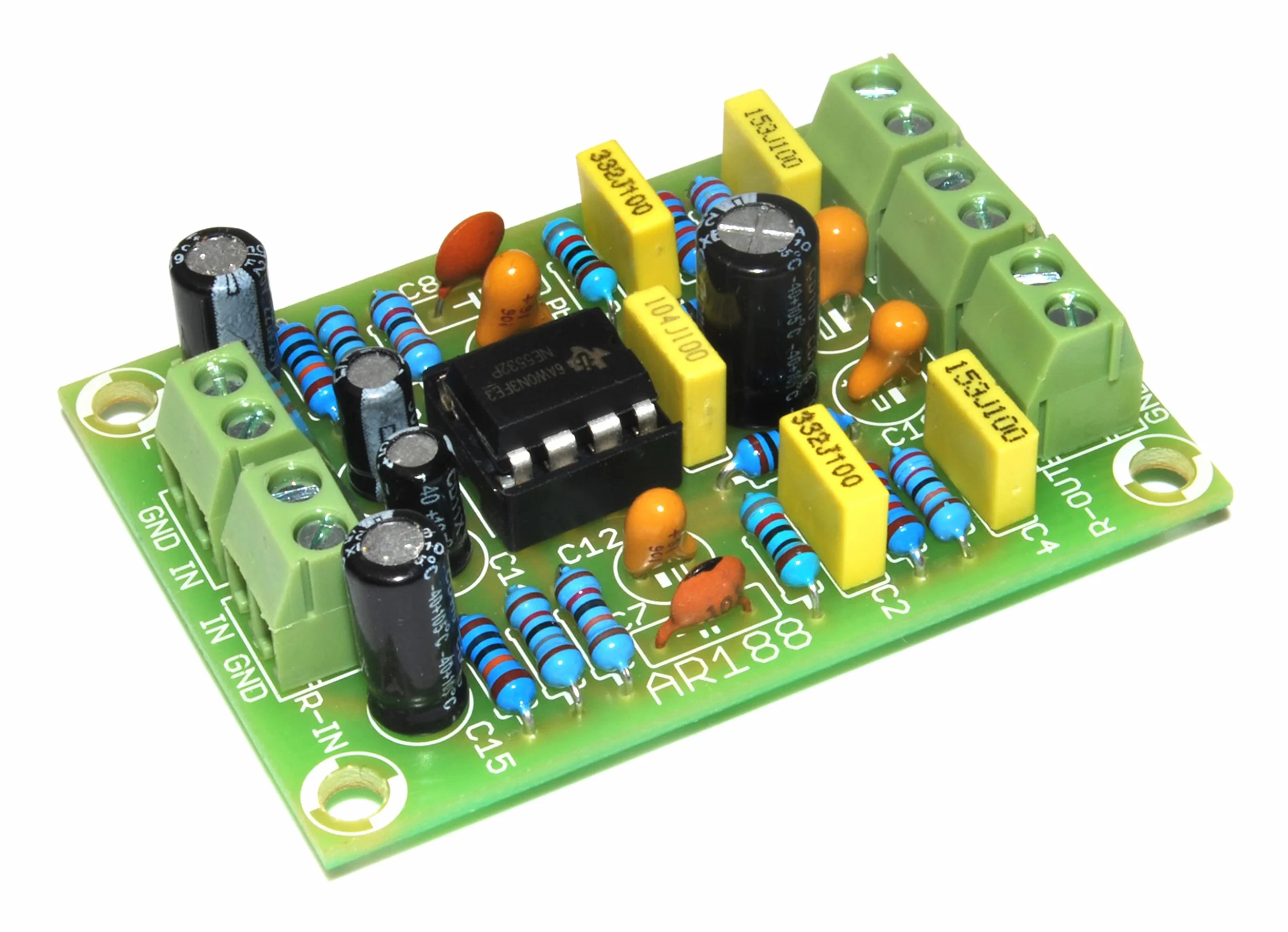 AR188 RIAA Amplificatore Stereo per Giradischi, Kit Pre-Amplificatore, Verde
