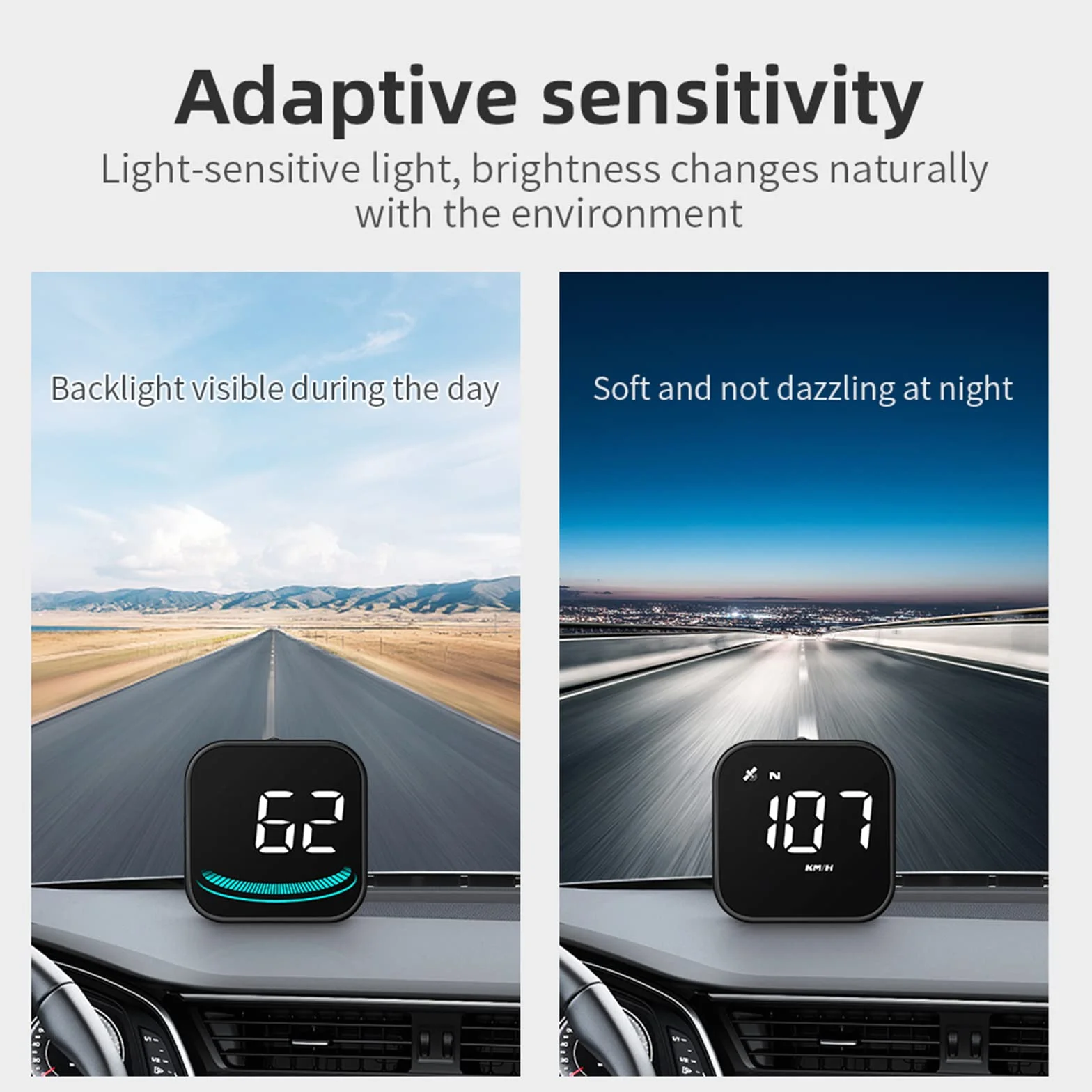 Geloo HUD Auto Head Up Display Tachimetro Intelligente GPS Digitale Universale KMH MPH con Supporto a Ventosa Allarme sovravelocità Avviso Guida Fatica Interfaccia USB