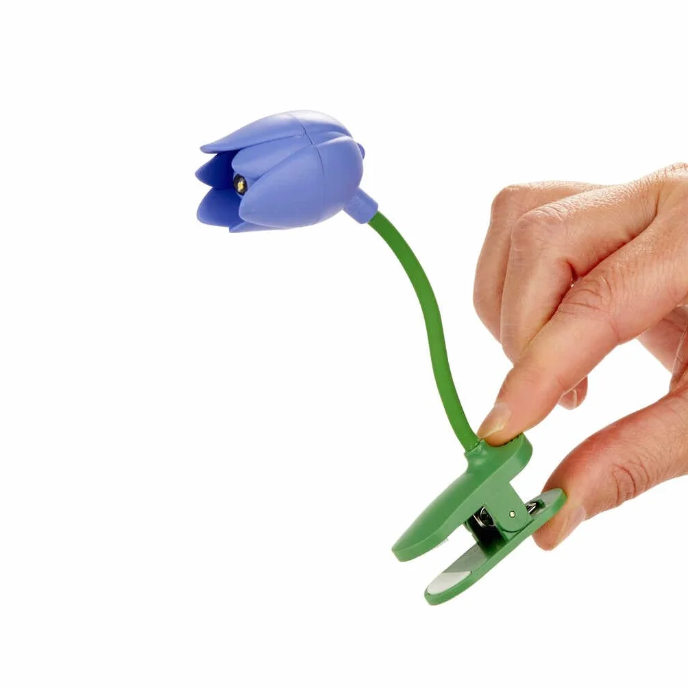 Balvi Lampada Flessibile con Clip a Forma di Tulipano per Lettura Colore Lilla