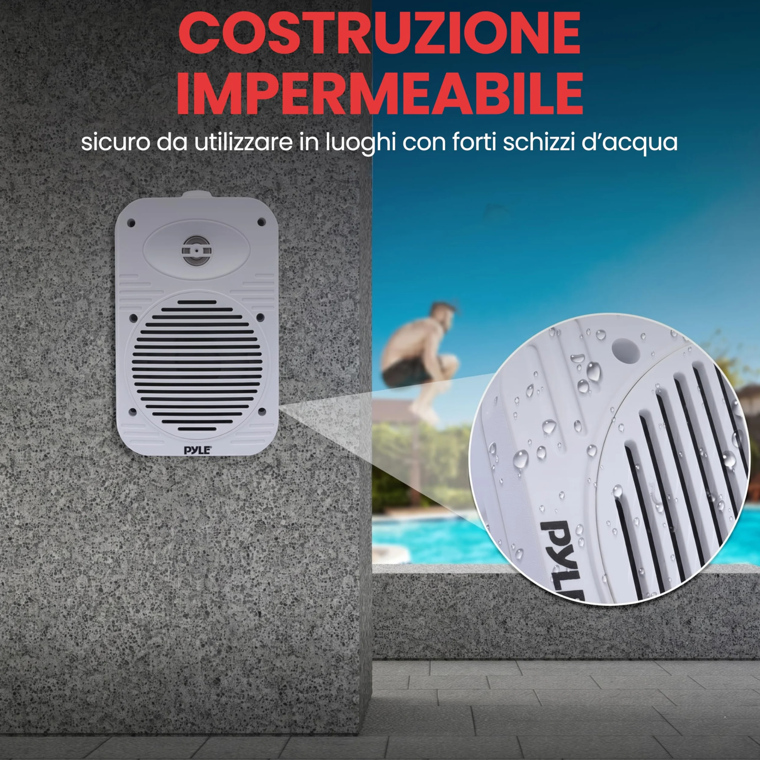 Pyle Altoparlanti 500 Watt 2 Vie Impermeabili 13 cm con Tweeter 1,3 cm Bianco