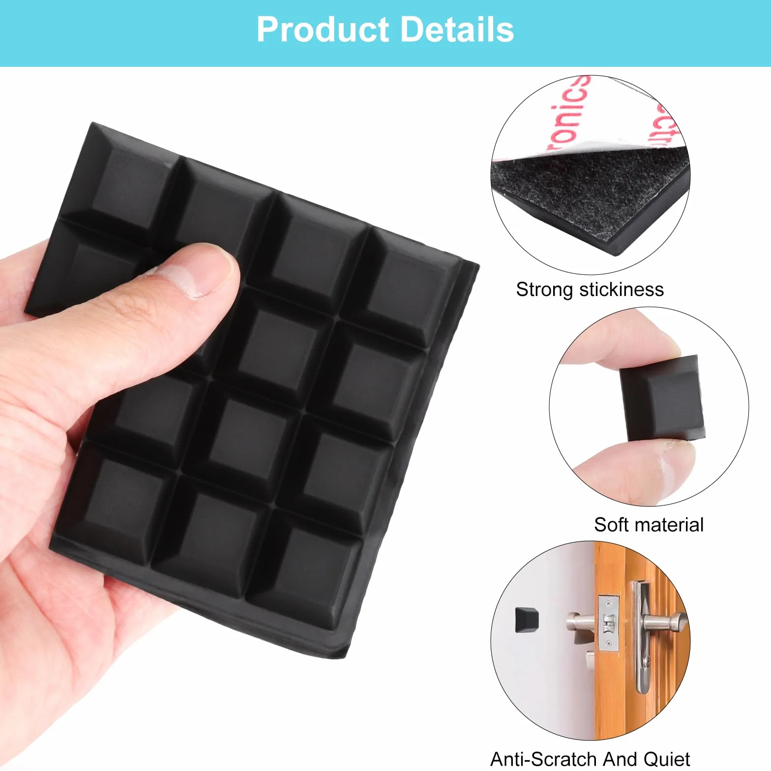 Piedini in Gomma Autoadesivi Silicone Neri Antivibrazione Antiscivolo per Mobili Altoparlanti