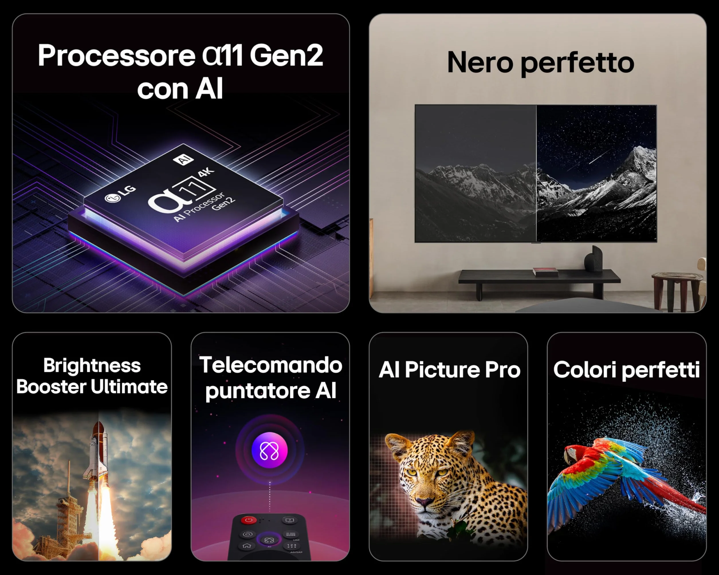 LG OLED evo AI G5 TV 55 pollici Smart TV 4K Base da appoggio inclusa Processore α11 Gen2 Brightness Booster Ultimate webOS con AI Dolby Vision Atmos VRR GSYNC 4K@165Hz OLED55G56LS 2025
