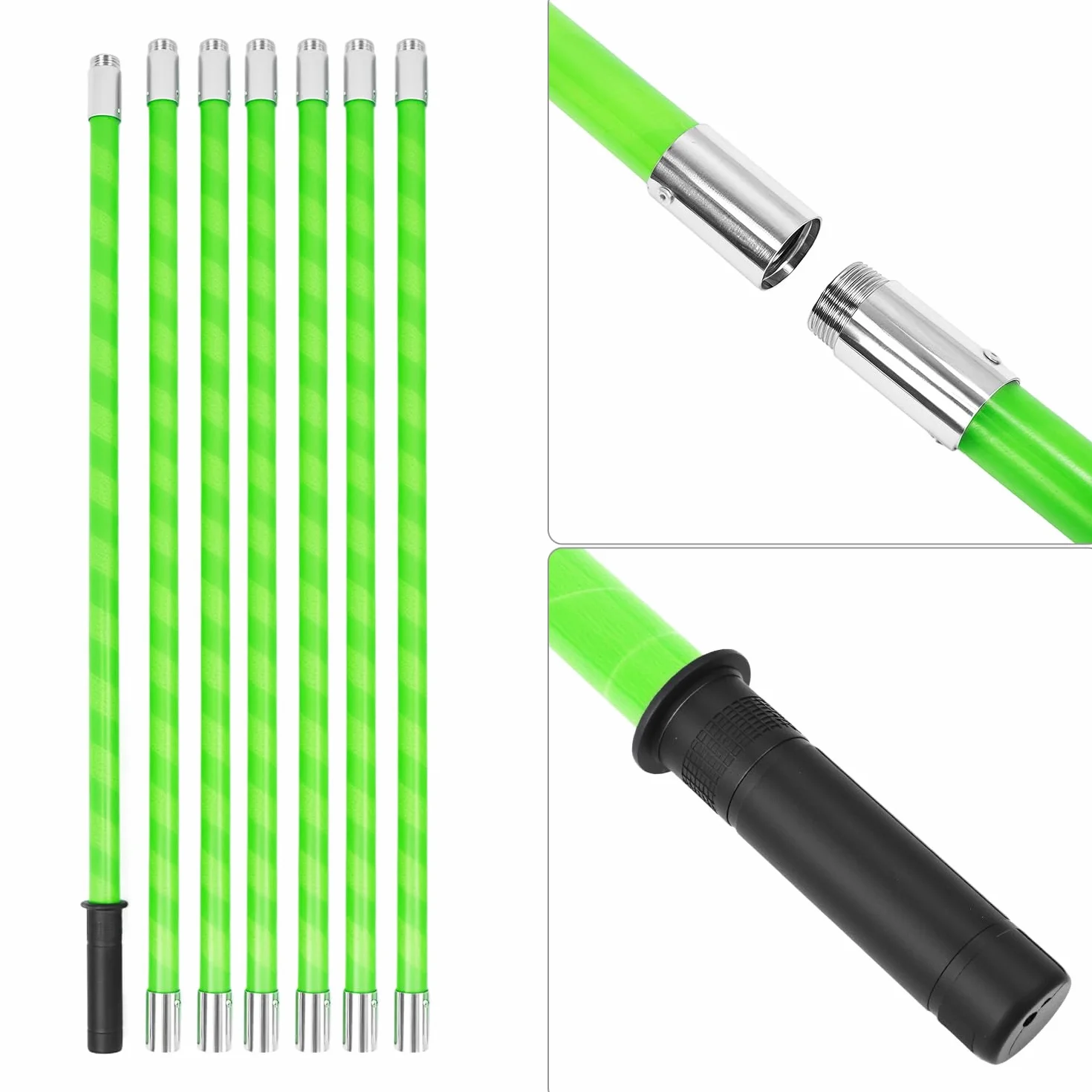 QWORK Svettatoio 8 m Lama acciaio manganese SK5 Aste fibra di vetro Altezza regolabile 1,4-8 m