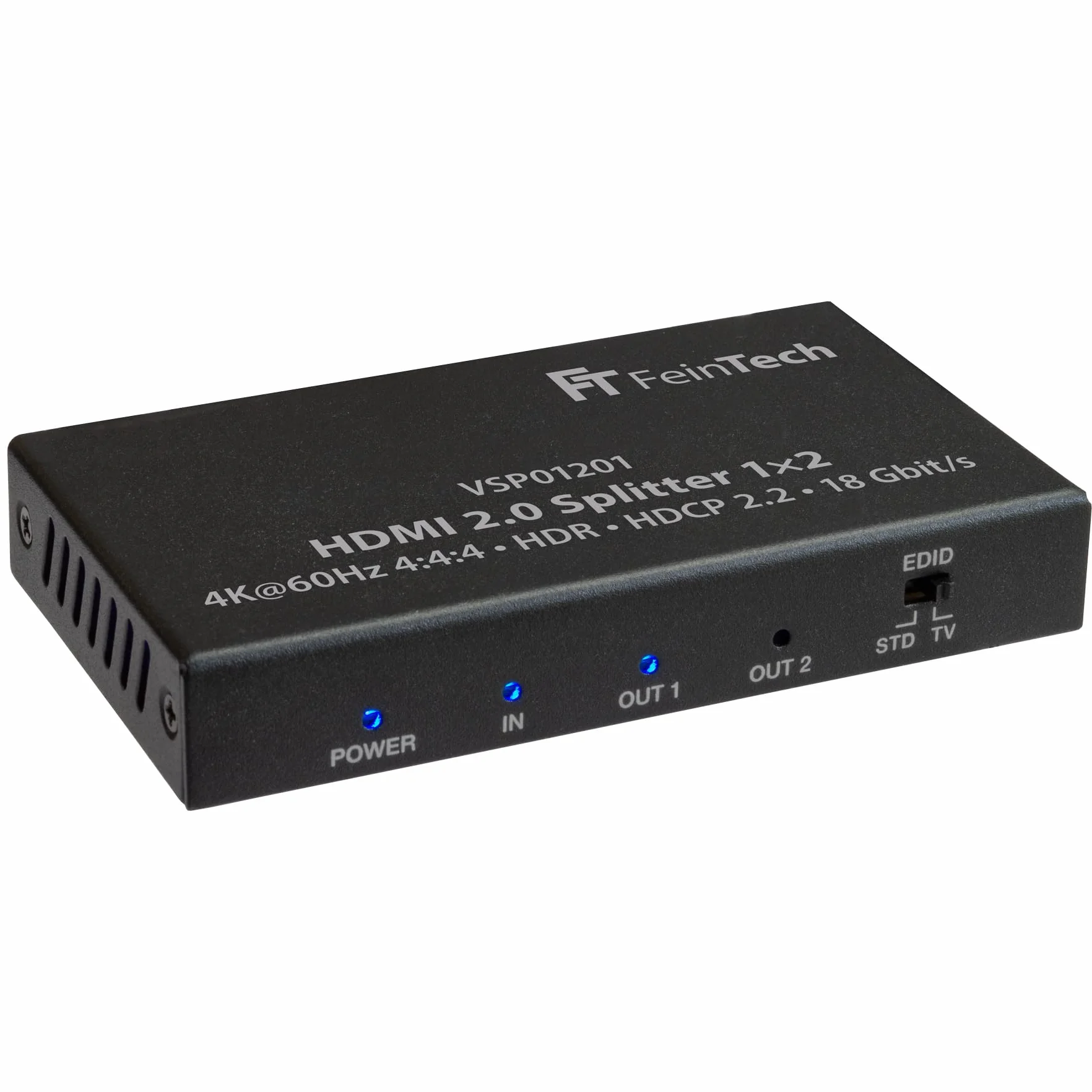 FeinTech HDMI 2.0 Splitter 1 su 2 4K@60Hz HDR 18 Gbps HDCP 2.2 Nero