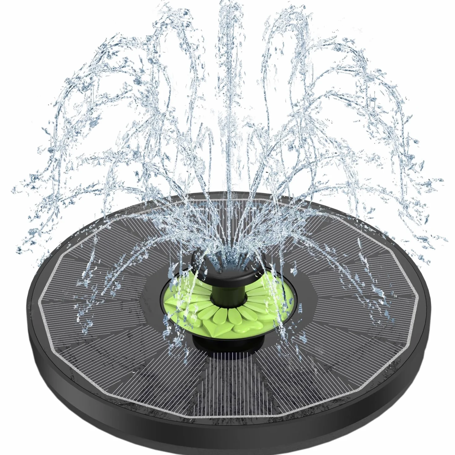 SZMP Fontana Solare 3.5W, Pompa ad Acqua Solare, Fontana da Giardino Esterno con 7 Ugelli & 4 Fissatori per Laghetto, Piscina, Acquario, Vaso dei Pesci e Bagno per Uccelli (Nero)