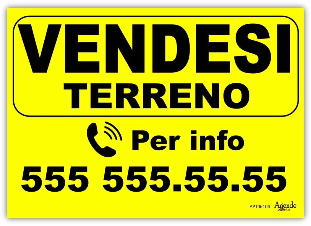 Agendepoint.it - Cartello Vendesi Terreno Personalizzato Giallo 42x30 Plastificato Impermeabile