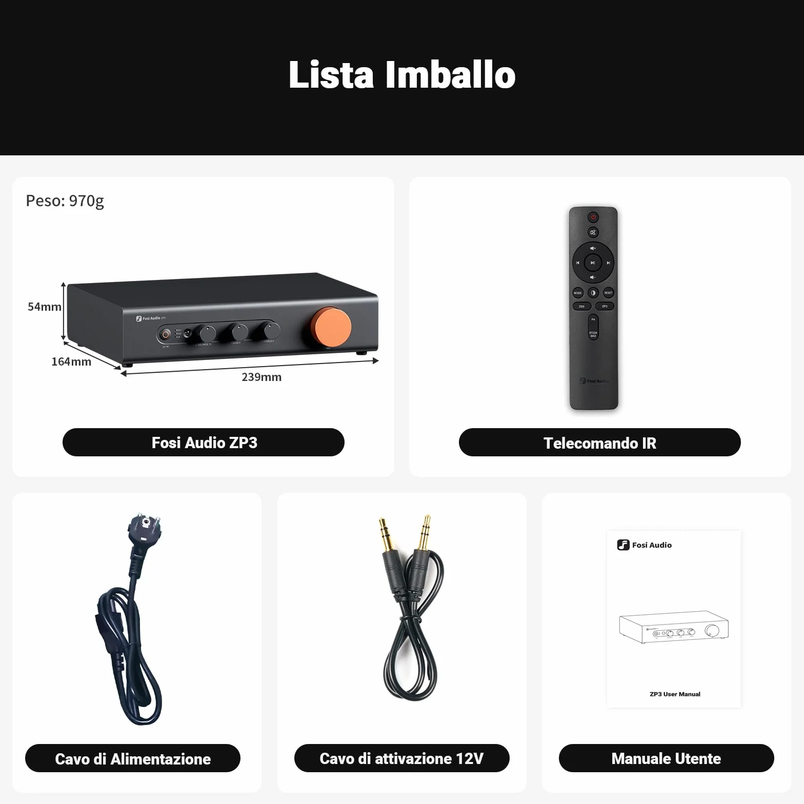 Fosi Audio ZP3 Preamplificatore Bilanciato, 2 Ingressi RCA e XLR, Uscite RCA/XLR e SUB, Preamp Stereo 2.0/2.1 con HPF e Controllo di Tono