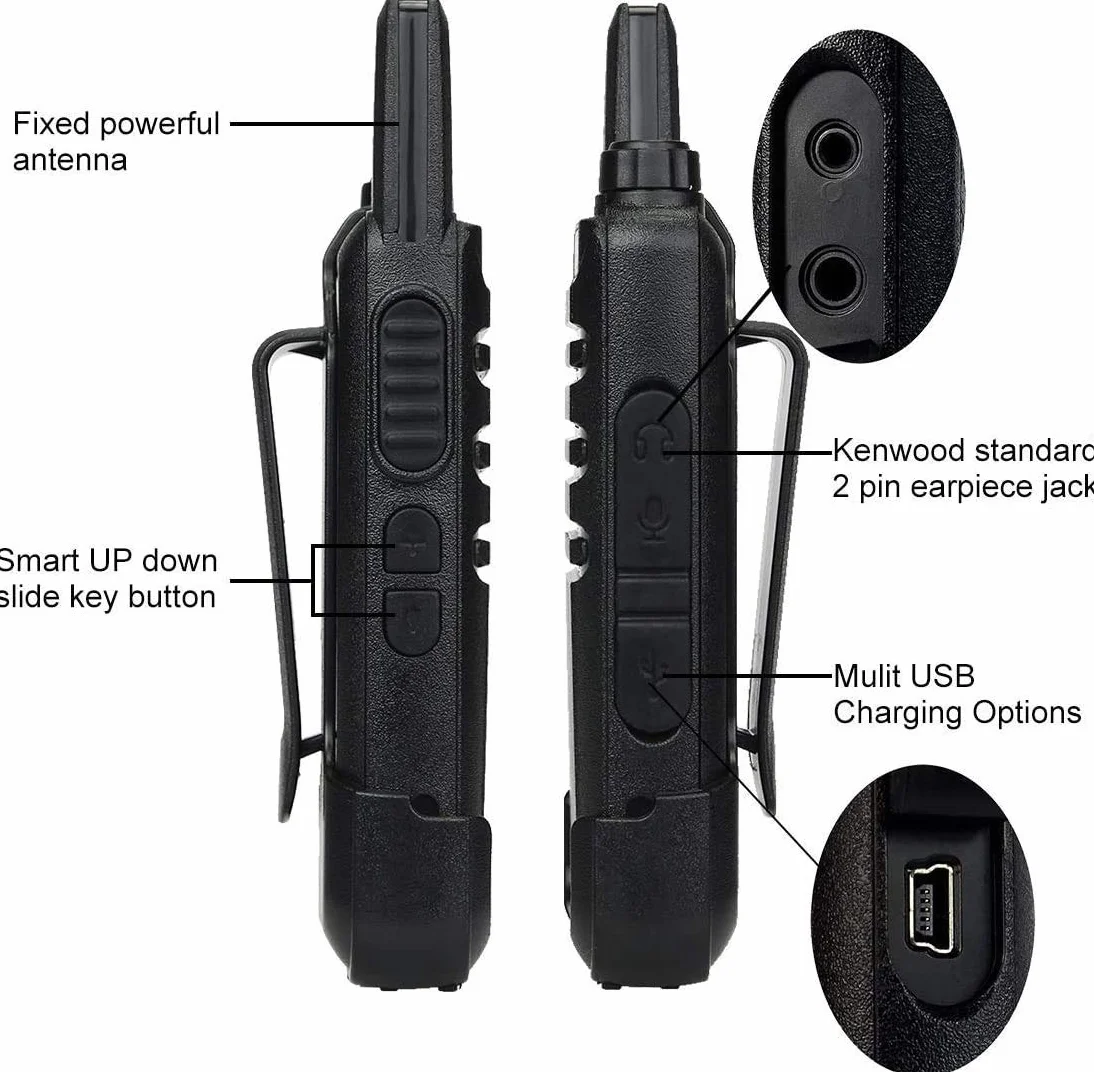Retevis RT622 Walkie Talkie PMR446 Licenza-libera Mini Ricetrasmittente VOX Portatile Ricaricabili Nero 2 Paia