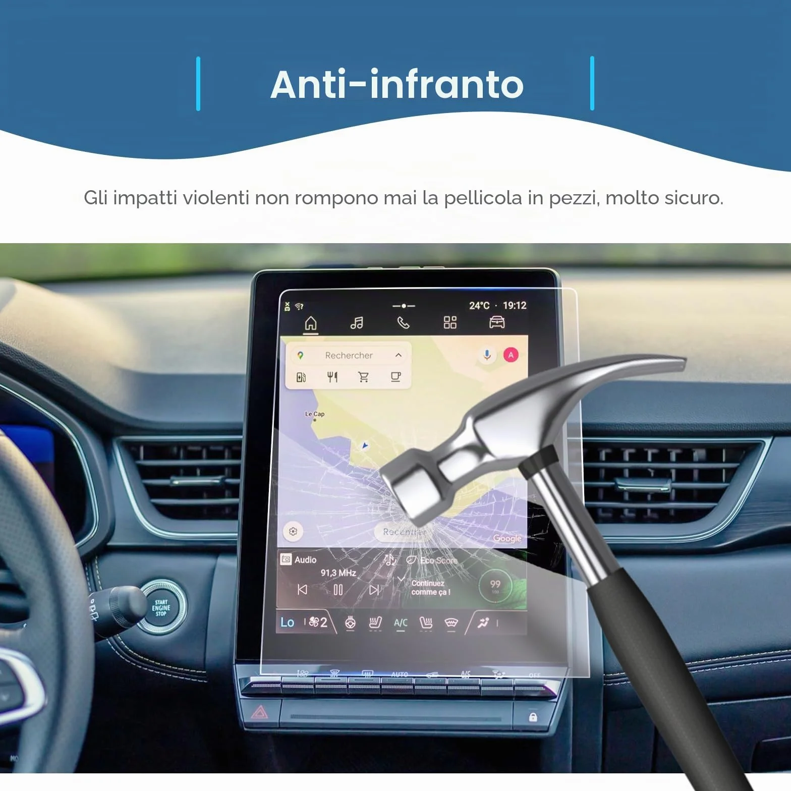 Pellicola Protettiva 10,4" Vetro Temperato 9H Antigraffio per Renault Captur 2 2025 2026 Symbioz 2025 2026 Openr Link