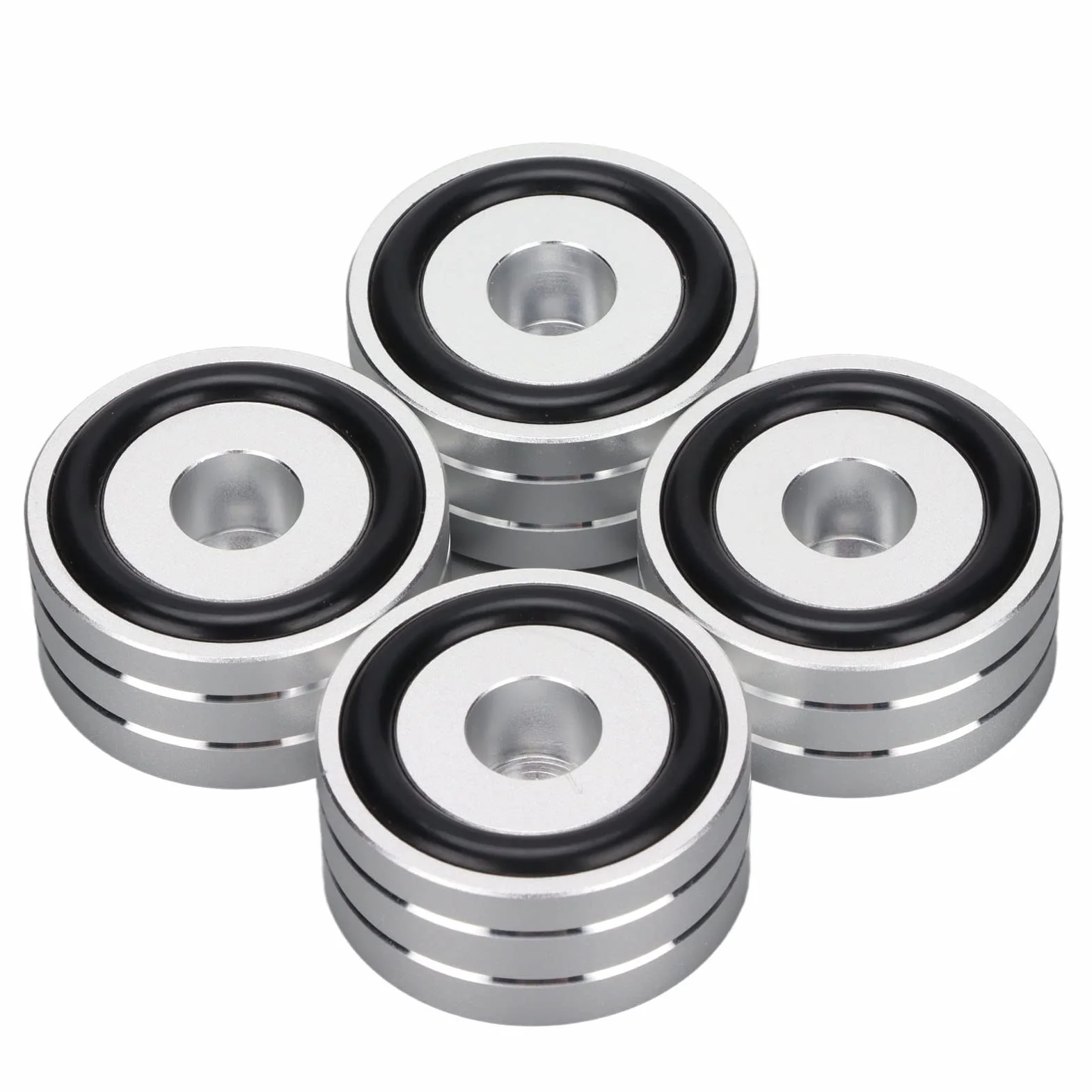 Piedini Isolamento Altoparlanti 4 Pezzi 40x20mm Alluminio Antiscivolo HiFi Argento