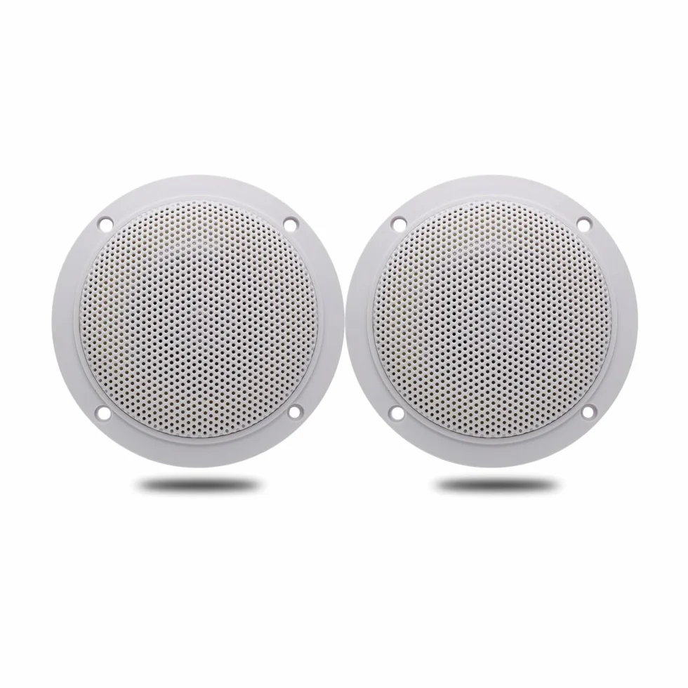 Herdio Altoparlanti a Soffitto 2 Vie 10,2 cm Bianco Griglia Verniciabile Resistente Umidità Bagno Cucina