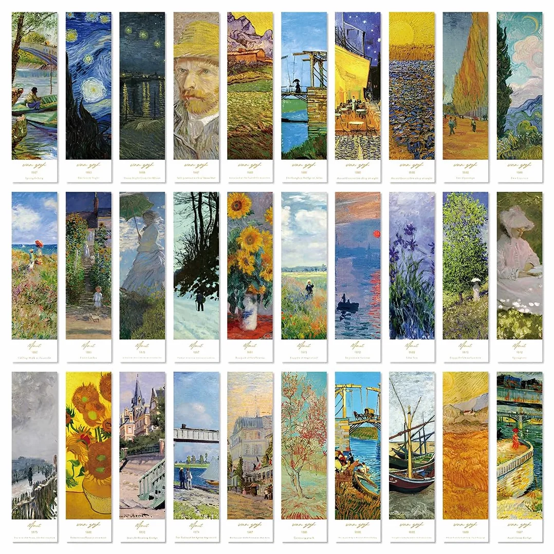 Van Gogh Cartoline Motivazionali Artistiche 30 Pezzi con 10 Luminescenti Pittura a Olio Stile Vintage