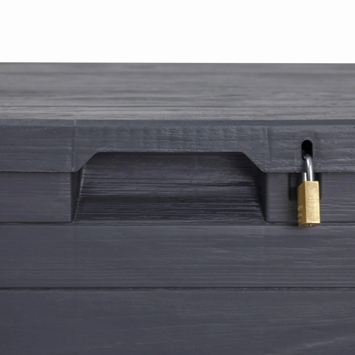 MA MAISON Bauletto Multibox da Giardino 90 Litri Effetto Simil Legno Contenitore Stoccaggio in Resina Antracite 42,5x44x50h cm da Esterno da Interno Resistente ai Raggi Uv - Made in Italy