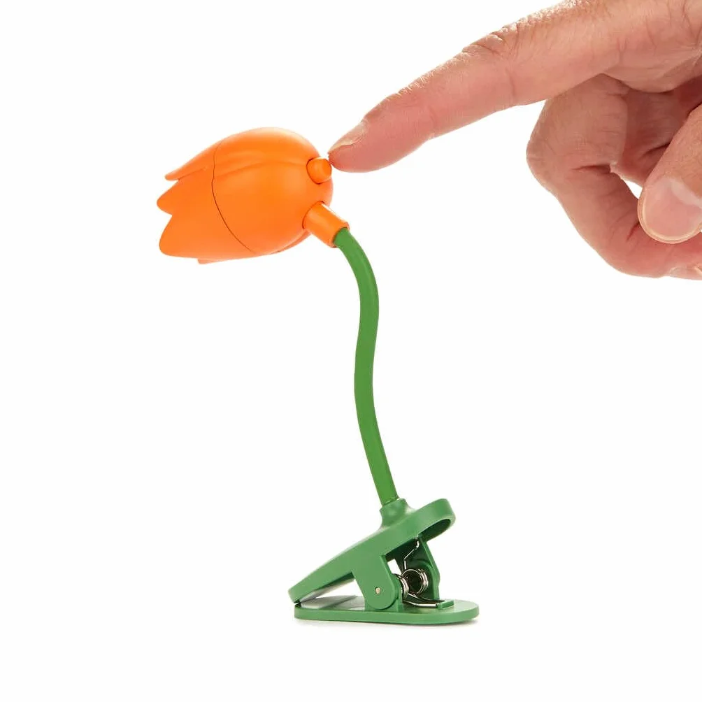 Balvi Lampada Flessibile con Clip a Forma di Tulipano Arancia per Lettura