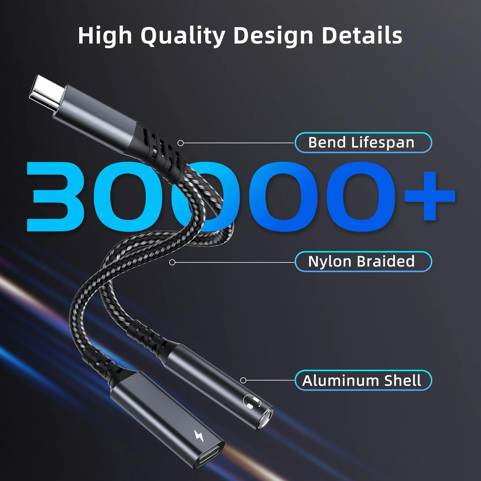 Adattatore USB C a Jack 3.5mm 2 in 1 con Ricarica Rapida PD 60W per iPhone 16/15 Pro Max Samsung S24 Ultra