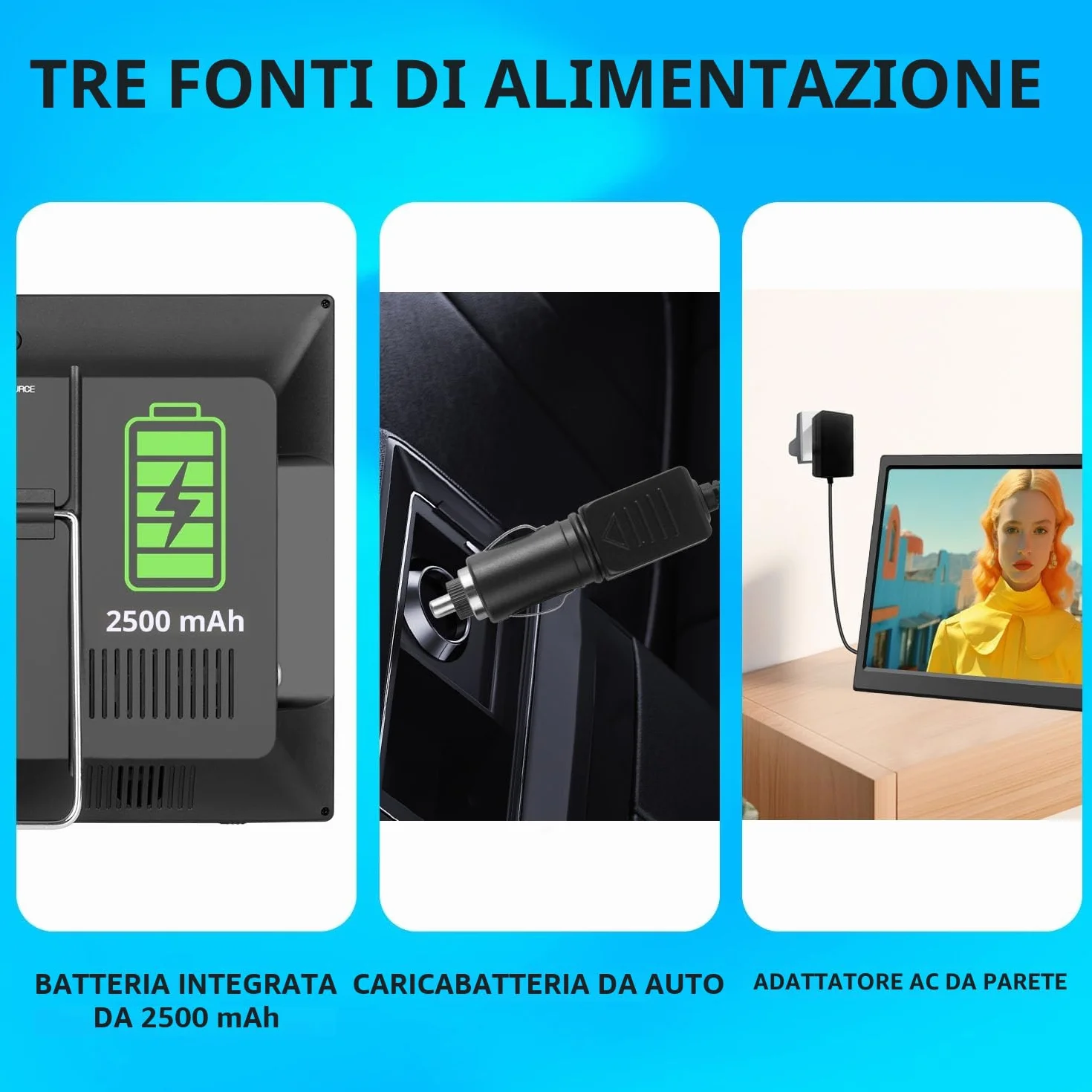 KCR TV digitale ricaricabile 15,6 pollici DVB-T2 HDMI USB
