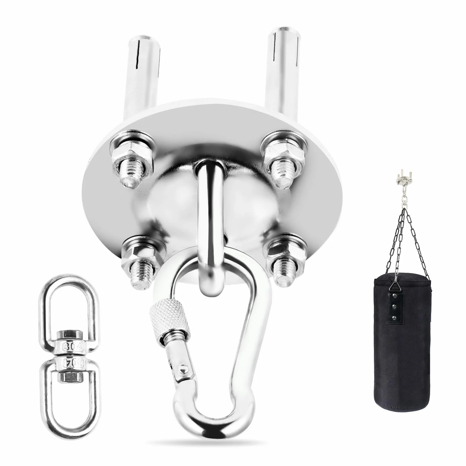 Gancio Soffitto in Acciaio Inox - Fino A 450KG con Rotazione A 360° - Gancio per Carico Pesante - per Sospensione
