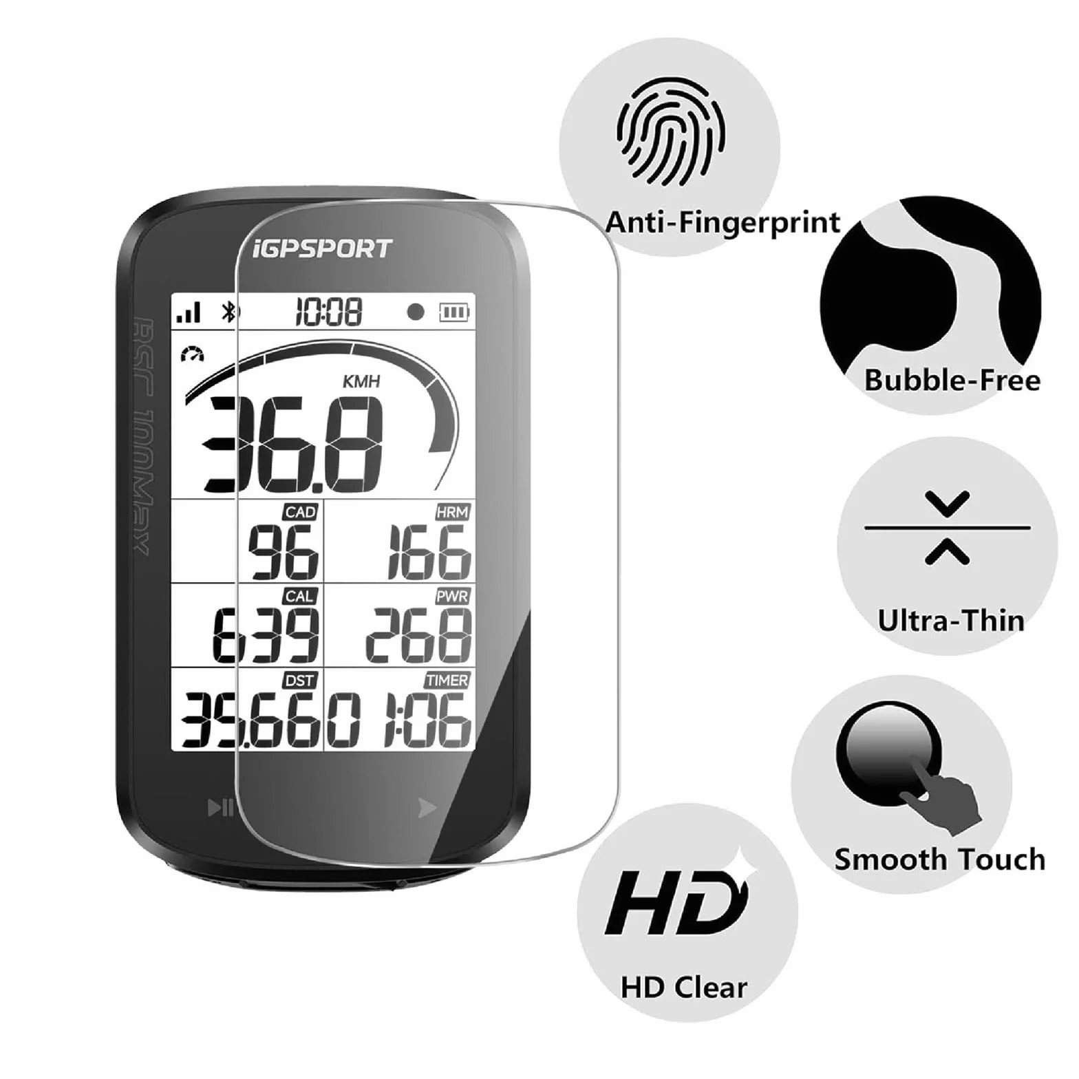 Pellicola Protettiva Vetro Temperato per iGPSPORT BSC100 Max, 4 Pezzi, Trasparente