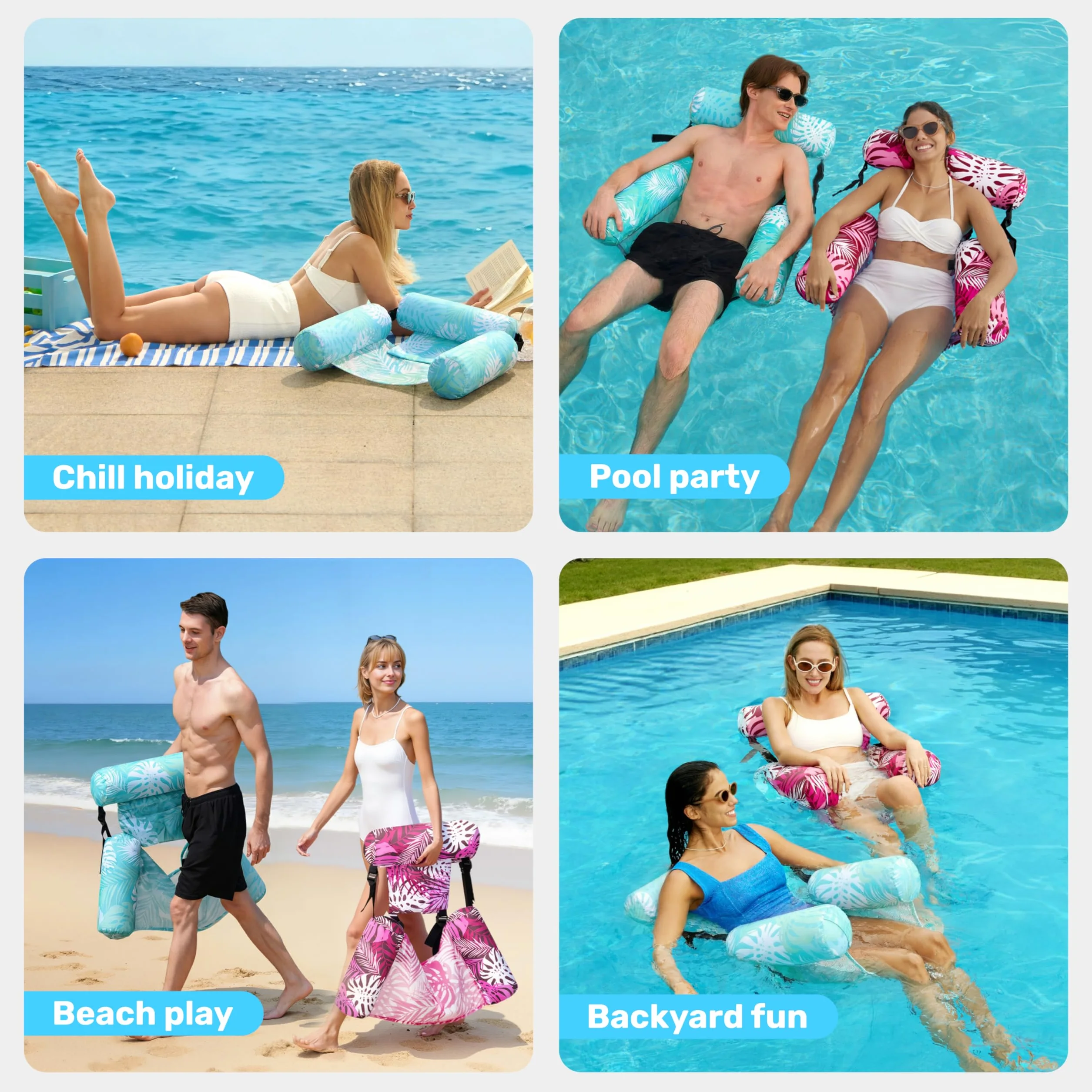 SLOOSH Gonfiabili per Piscina per Adulti, 2 Pezzi Sedie Lounge Galleggianti