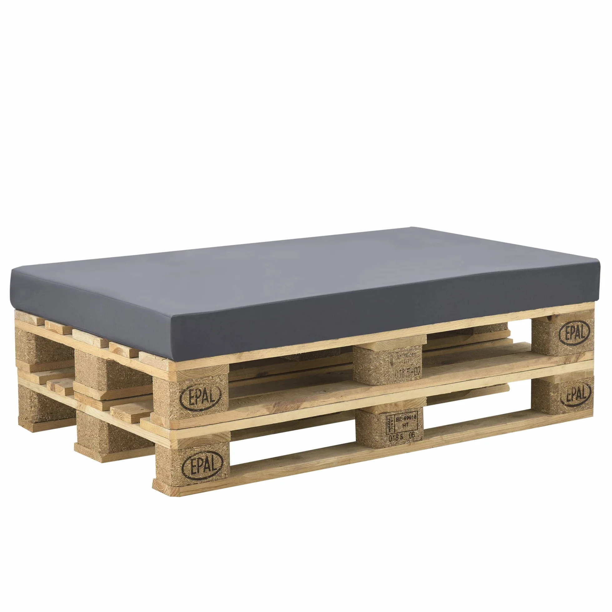 [neu.haus] Cuscino per pallet con fodera in spugna da pallet con rivestimento in poliuretano PVC, polietilene, bianco grigio scuro, 120 x 80 x 10 cm