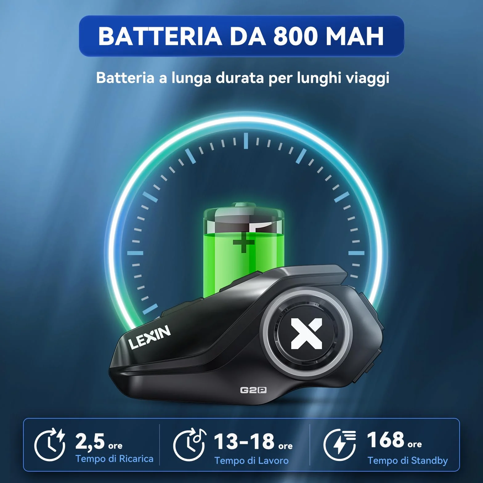 LEXIN G2P Interfono Moto Bluetooth Coppia 1000m 6 Rider Audio HD Radio FM Bluetooth 5.0 Impermeabile IP67 Universale