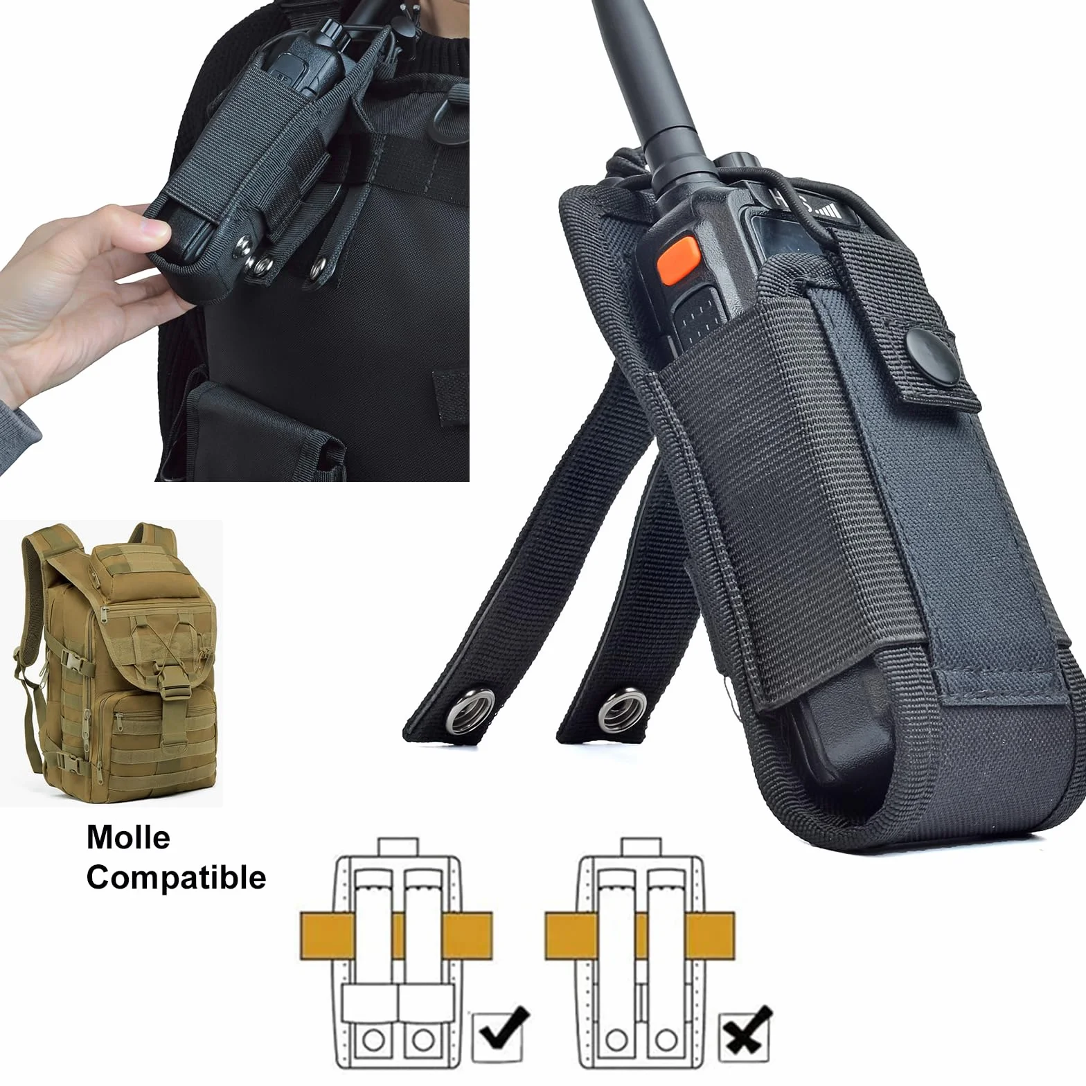 Custodia per radio Molle per Motorola Baofeng Kenwood tattico cintura di sicurezza