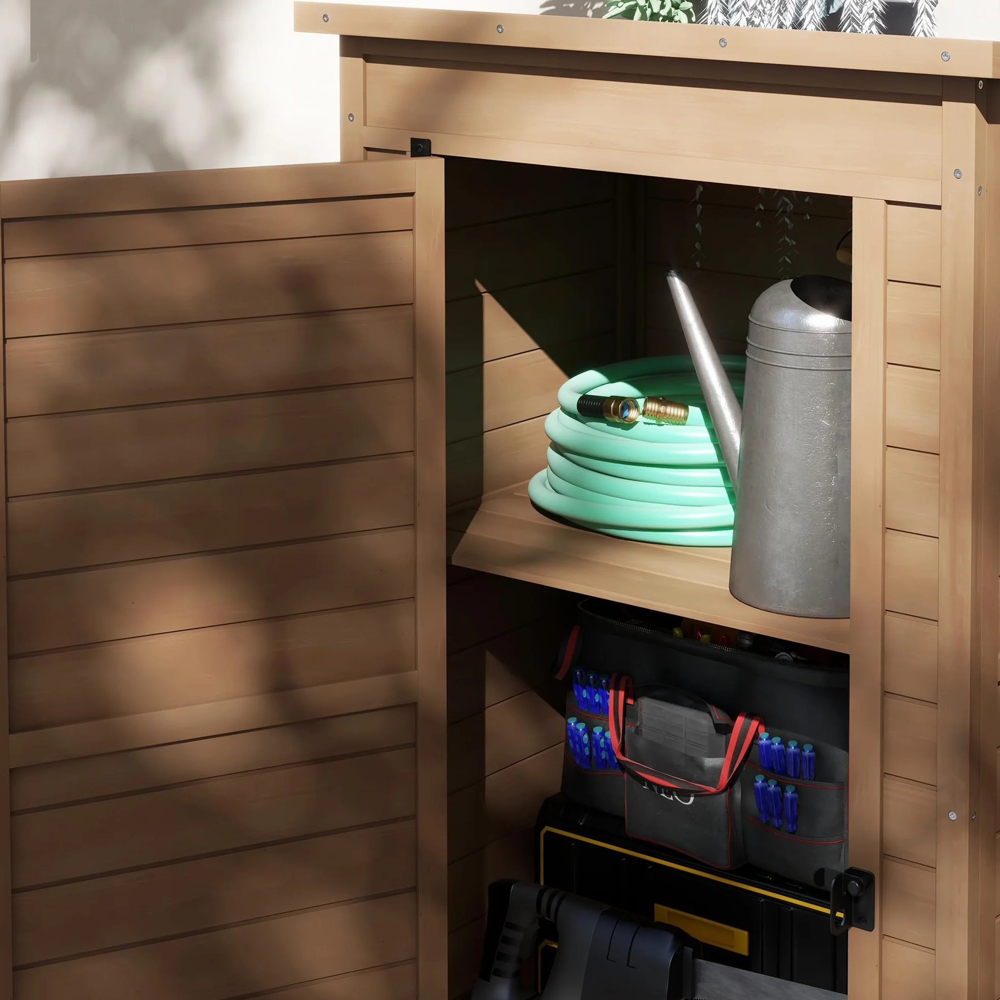 Outsunny Armadio da Esterno in Legno 75x56x117cm Marrone