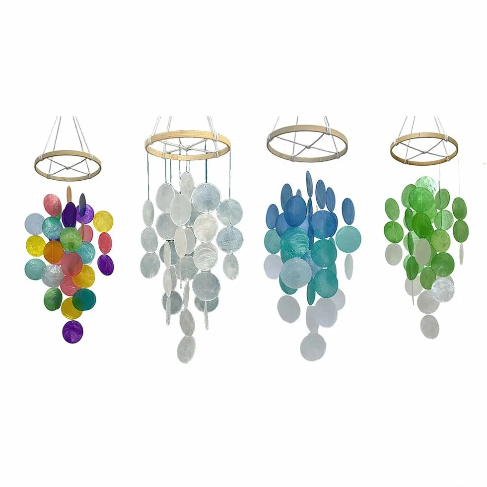 Scacciapensieri fatto a mano con conchiglie che offrono melodie pacifiche e per l'uso in case, giardini o patii (blu)