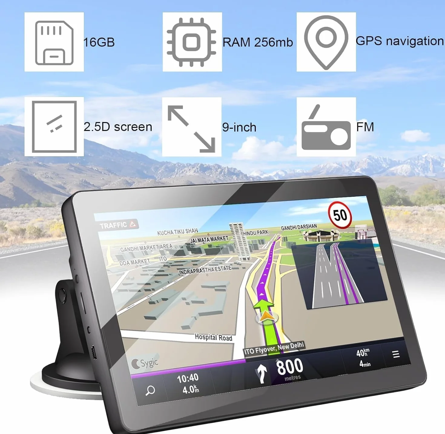Navigatore Satellitare 9 Pollici Touchscreen 8GB DDR256 POI Avviso Guida Vocale Lane Aggiornamento EU Gratuito a Vita per Auto e Camion