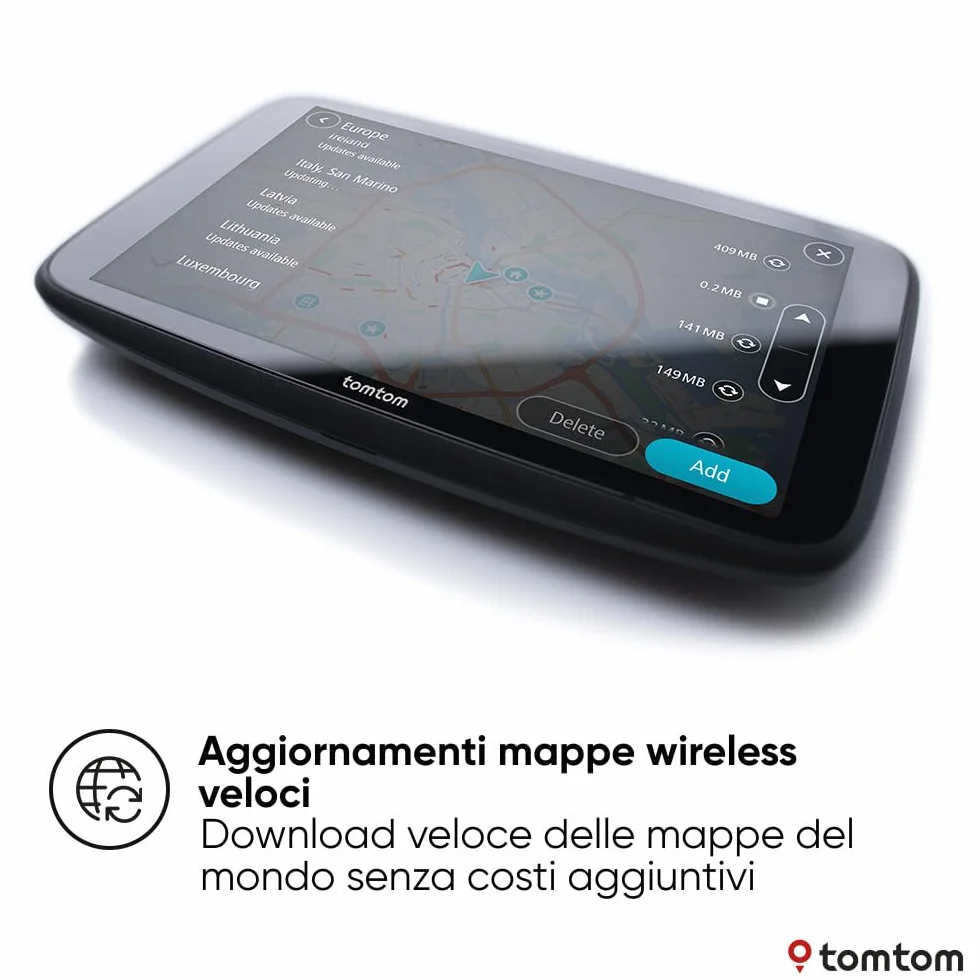 TomTom GO Superior Navigatore Satellitare 7" Auto Traffico Tutor Autovelox Mappe Mondo WiFi Parcheggi Prezzi Benzina