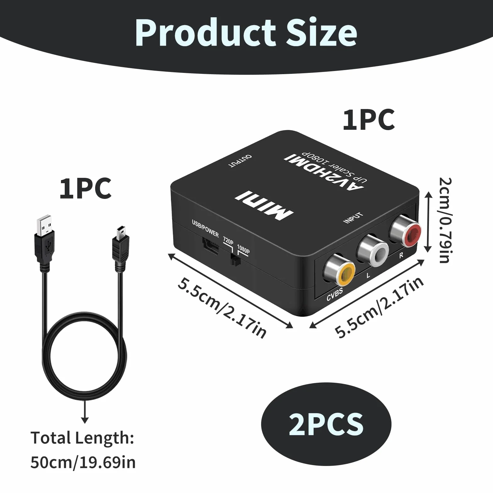 Convertitore RCA a HDMI 1080P Adattatore AV Audio Video Composito per TV Monitor PS3 PS4 Xbox