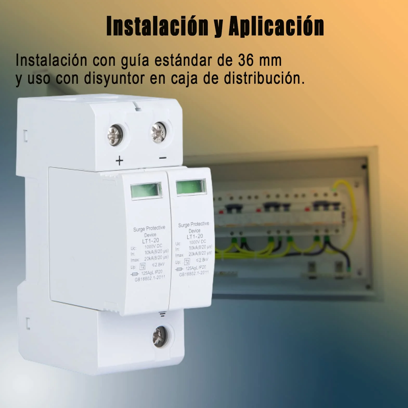 Dispositivo di protezione contro le sovratensioni 2P DC 1000V ignifugo fotovoltaico 20KA