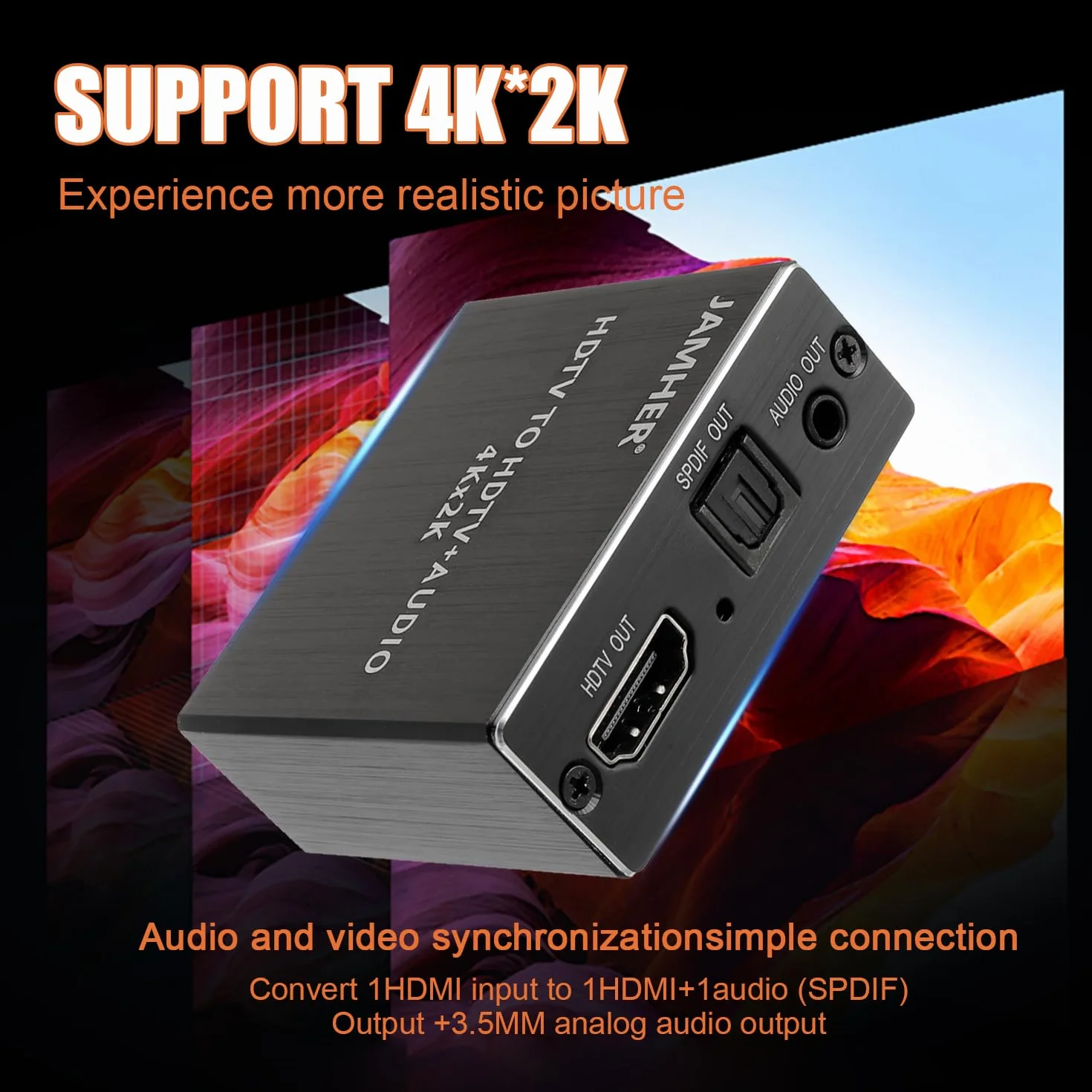 4K HDMI Audio Extractor Optical SPDIF 3.5mm Stereo Audio Splitter Convertitore Blu-ray DVD HD TV