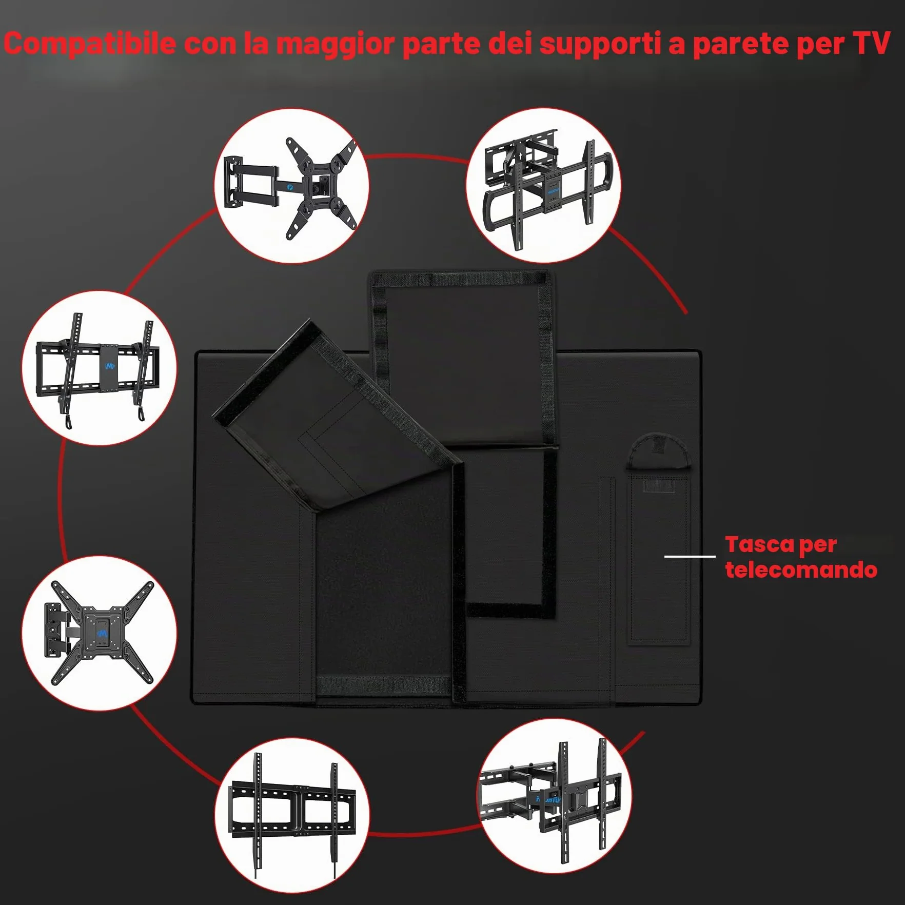 Zettum Cover TV 28-32 pollici Proteggi Schermo Rivestimento Esterno PU Oxford 600D Impermeabile Nero