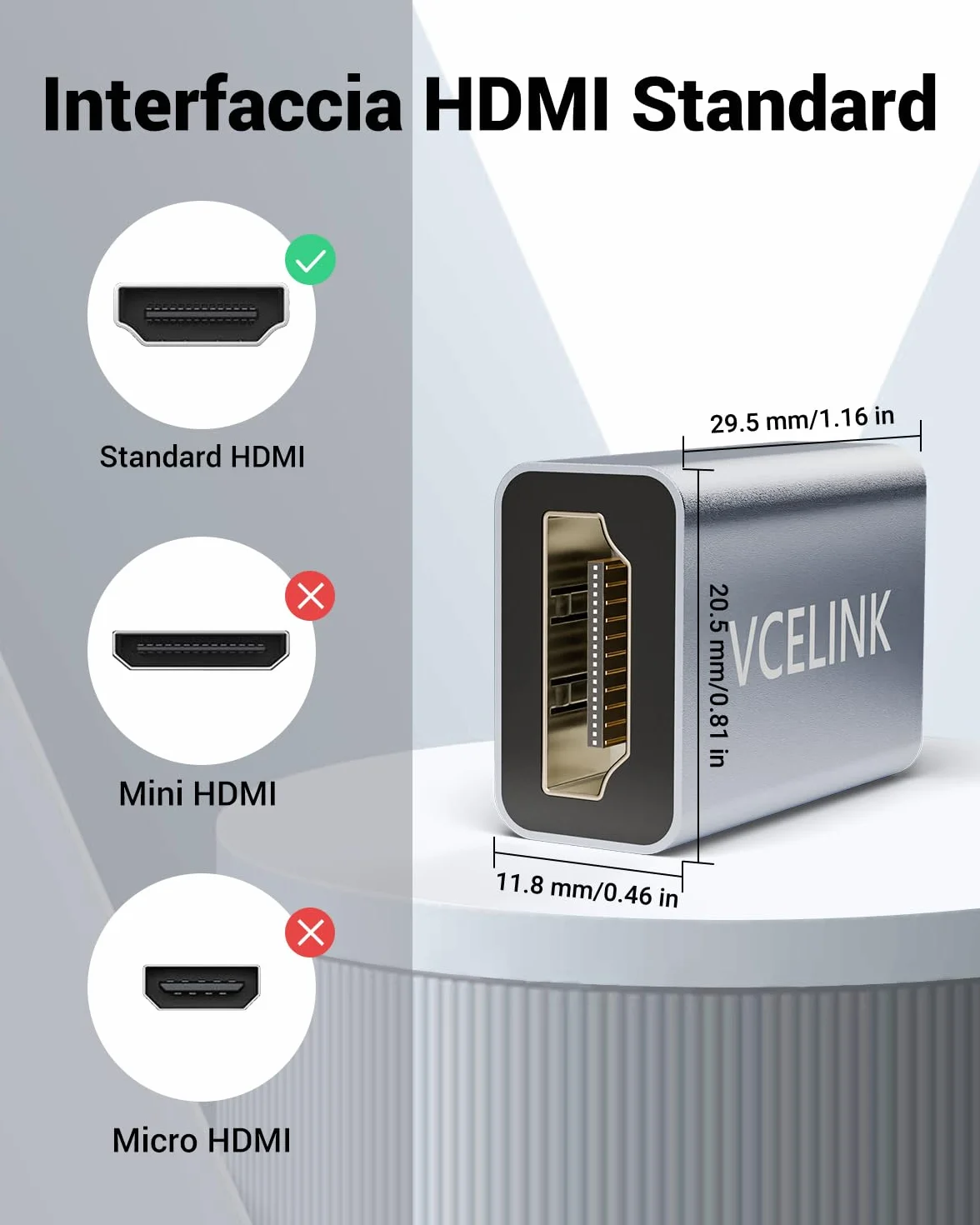 VCELINK Adattatore HDMI 2.1 Femmina-Femmina, Supporto 8K/4K 60Hz, Prolunga Cavo UHD