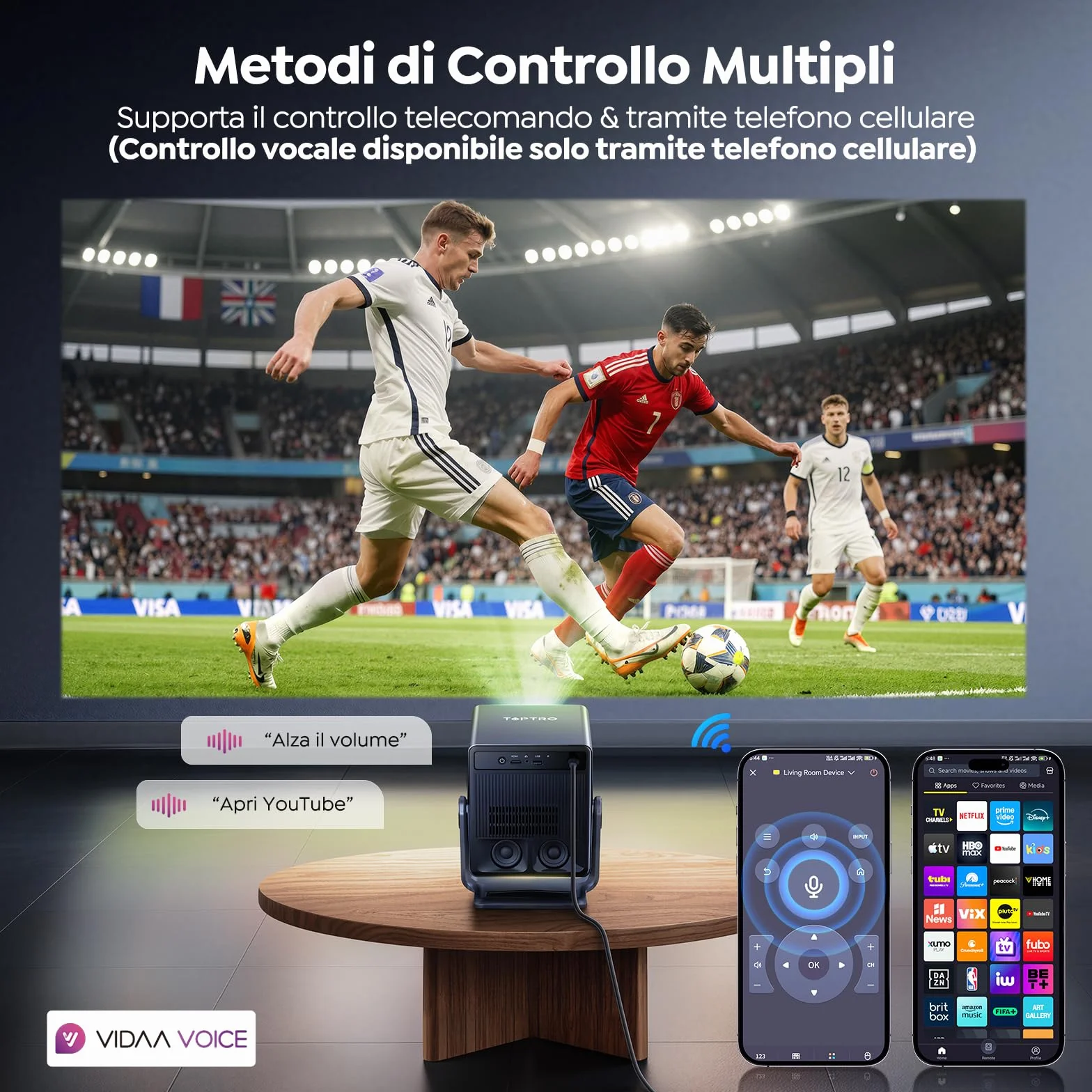 TOPTRO A2 Proiettore 4K 1400 ANSI Auto Focus Keystone Dolby Audio Bluetooth 5.4