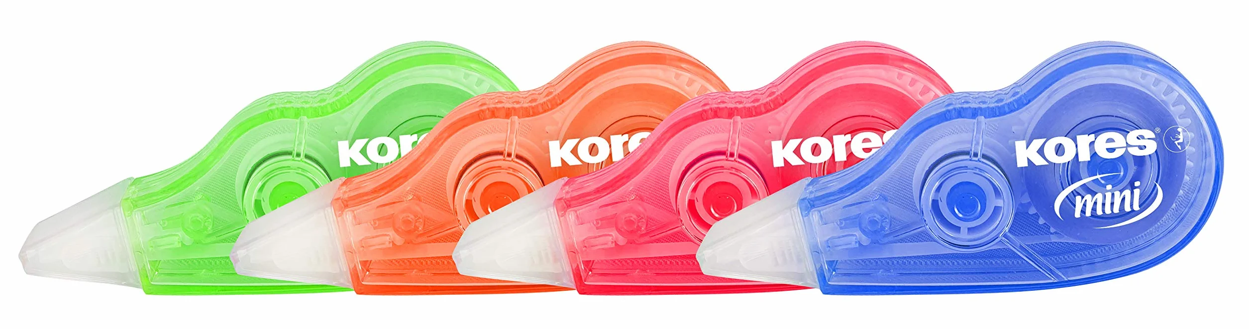 Kores Mini Roller Correttore a Nastro 5m x 5mm, Confezione da 2, Bianchetto Asciutto per Scuola e Ufficio