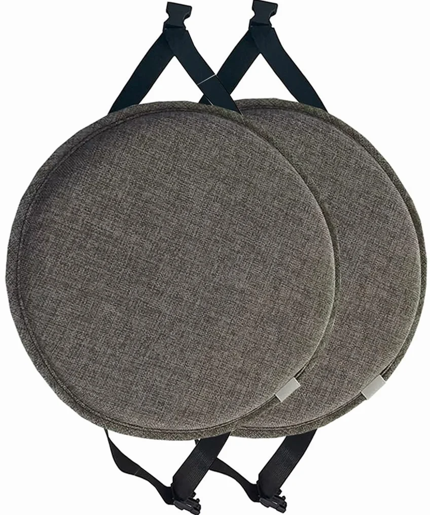 MOODMUSE Cuscini per Sedia Rotondi da 2/4 Pezzi con Lacci,Cuscino per Sedia con Sgabello Alto,Cuscino for Seduta Rotondo for Sala da Pranzo,Cucina E Ufficio(Dark Grey,30cm(Pack of 2))