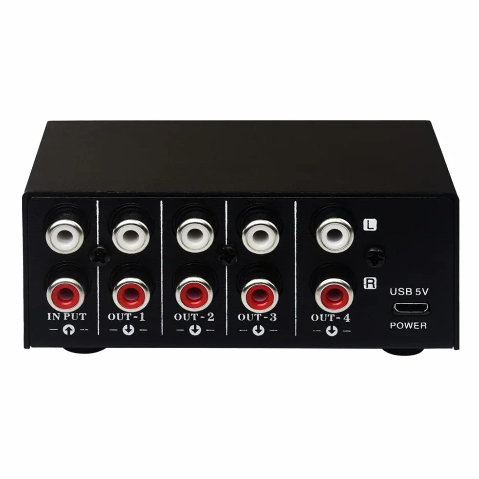 Separatore di sorgente segnale stereo 1 in 4 uscite audio RCA