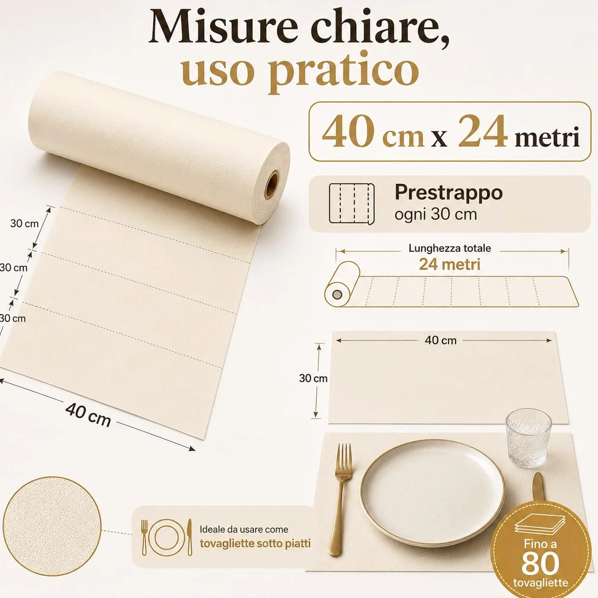 Tovaglia TNT Monouso Pretagliata 0,4x24m Rosso - Copritavolo Tessuto Non Tessuto per Feste Cerimonie Catering