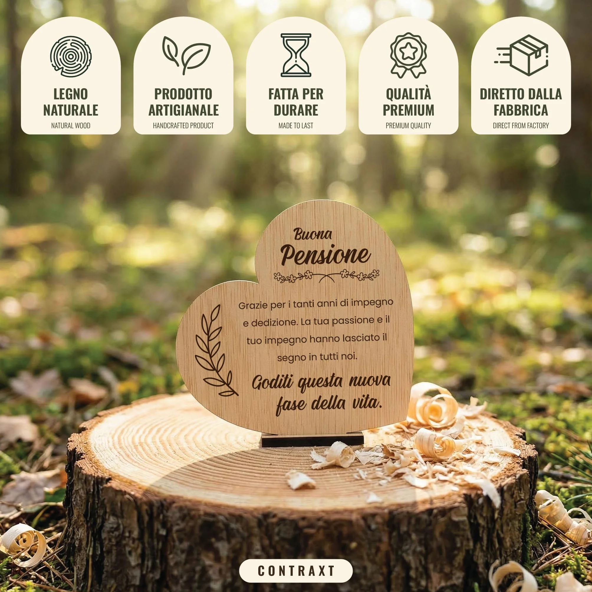 CONTRAXT Biglietto Originale per la Pensione in Legno Regalo Unico per Uomini Donne Colleghi Capoufficio Amici Insegnanti