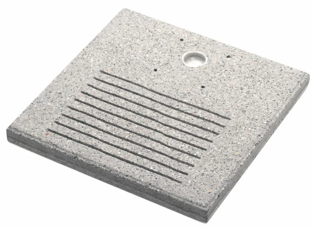 Base Quadrata 40x40x4 cm per Fontane con Ghiera Grande in Cemento Belfer 42/BSE/7 Grigio