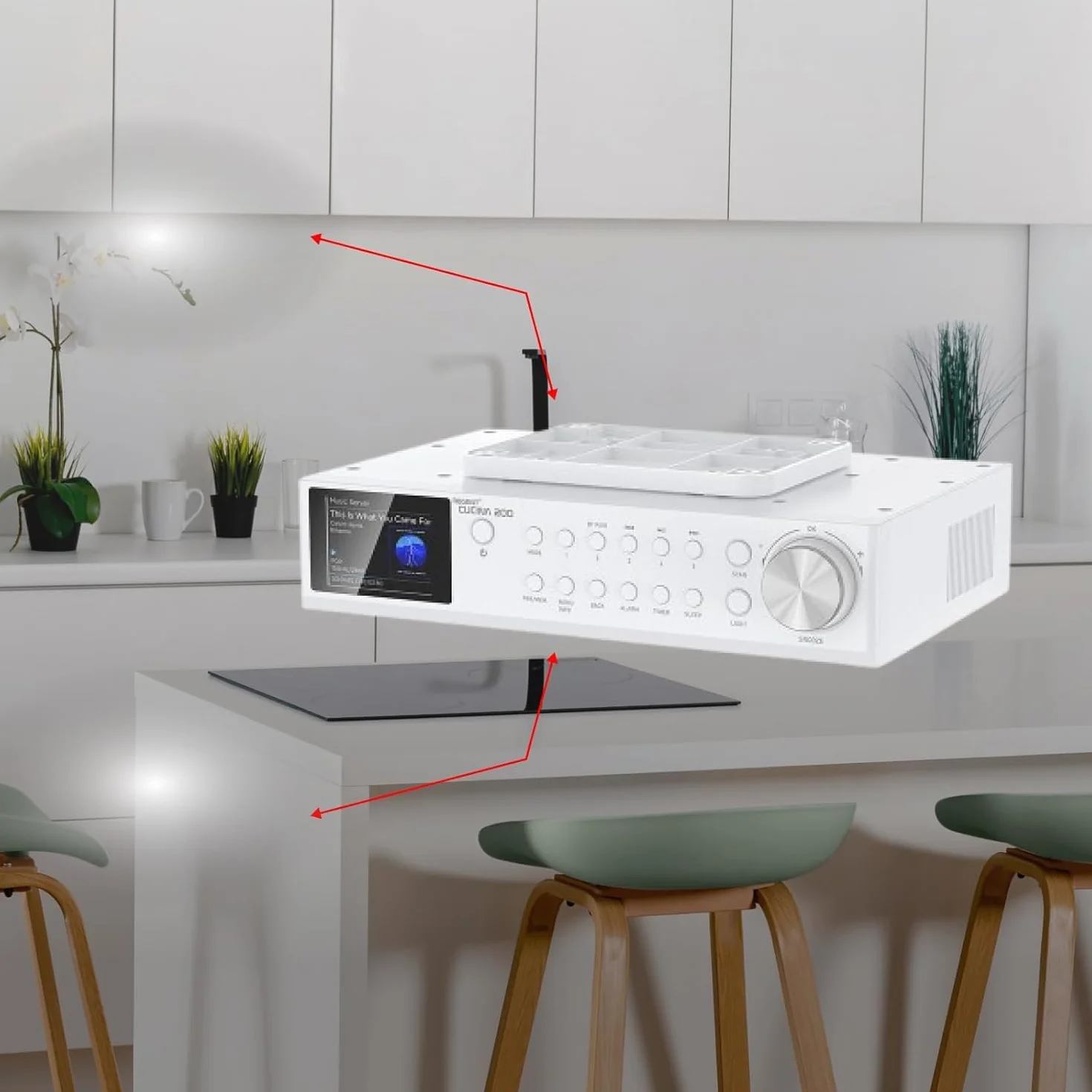 Regent Cucina 200 Radio da Cucina Sottopensile DAB Bluetooth FM/DAB+ LED Display a Colori Timer 2 Allarmi